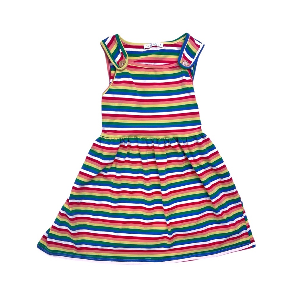 Sleeveless Rainbow Striped Dress Size 8